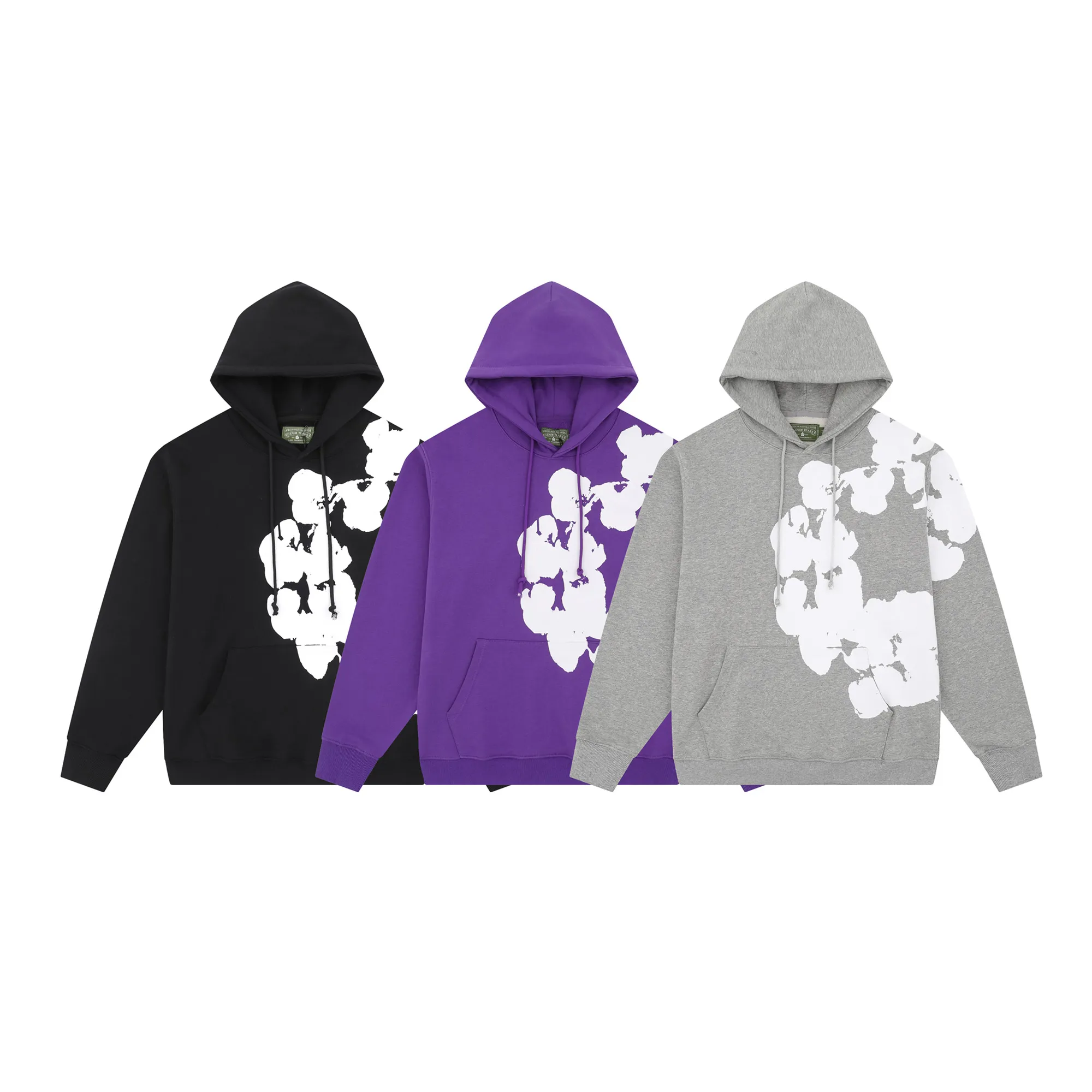 D116# P230 Denim Tears Biggie Cotton Wreath Sweatshirt Black 400g kapok high quality 100% cotton printed hoodie hooded sweatshirt color (color): black (black), gray (gray), Pruple (purple) Size: S M L XL